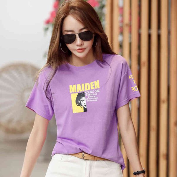 women's t-shirt letter print summer tshirt short sleeve cotton korean fashion t woman clothes tee femm x85m, White
women's t-shirt letter print summer tshirt short sleeve cotton korean fashion t woman clothes tee femm x85m, White