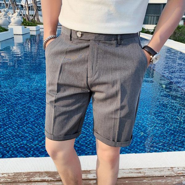 men's shorts casual men korean straight fit knee-length suit pant solid black summer clothing mens half pants, White;black
men's shorts casual men korean straight fit knee-length suit pant solid black summer clothing mens half pants, White;black