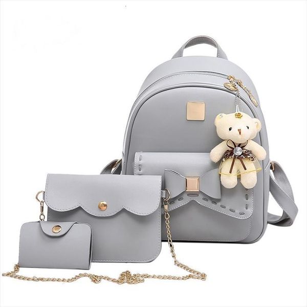 3 sets pendant bear women backpack fashion leather shoulder bag for teenage girls student dropshipping
3 sets pendant bear women backpack fashion leather shoulder bag for teenage girls student dropshipping