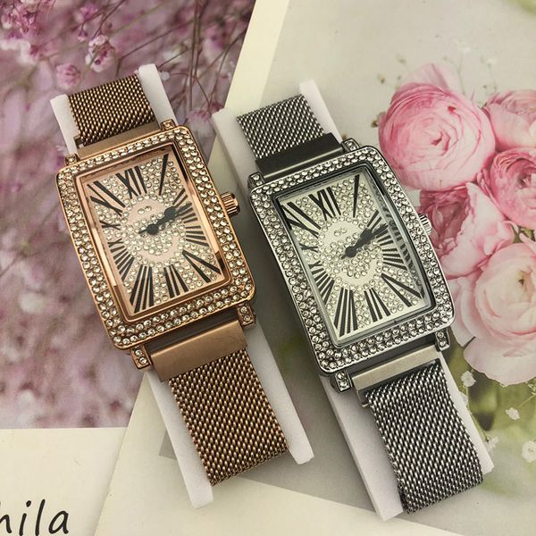 luxury casual fashion ladies watch rectangle diamond dial quartz milan steel band 30mm christmas gift, Slivery;brown
luxury casual fashion ladies watch rectangle diamond dial quartz milan steel band 30mm christmas gift, Slivery;brown