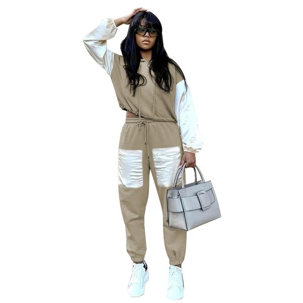 tracksuits women's pantsuit stylish street style hooded patchwork hoodie casual strap elastic waist clash harlan pantsuit, Gray
tracksuits women's pantsuit stylish street style hooded patchwork hoodie casual strap elastic waist clash harlan pantsuit, Gray