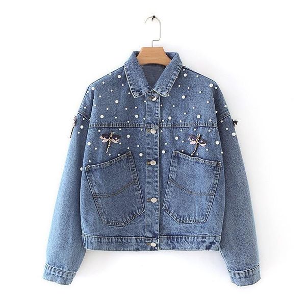 women's jackets embroidered short jeans coats women perla embroidery demin jacket casual turndown collar female streetwear femme 2021, Black;brown
women's jackets embroidered short jeans coats women perla embroidery demin jacket casual turndown collar female streetwear femme 2021, Black;brown