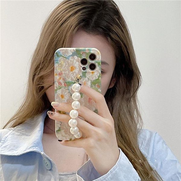 card holders shell 78plus silicone oil painting flower pearl bracelet for iphone12/11promax apple xs/xr mobile, Brown;gray
card holders shell 78plus silicone oil painting flower pearl bracelet for iphone12/11promax apple xs/xr mobile, Brown;gray