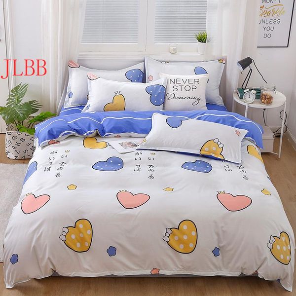 bedding sets korean style set boys girl pastoral duvet cover 3/4pcs flat sheet pillowcase flower bed linen ab side cartoon