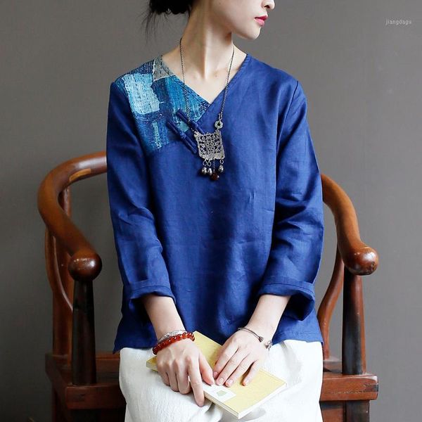 women retro patchwork v neck blouse ladies vintage shirt female 2021 autumn spring linen flax women's blouses & shirts, White
women retro patchwork v neck blouse ladies vintage shirt female 2021 autumn spring linen flax women's blouses & shirts, White