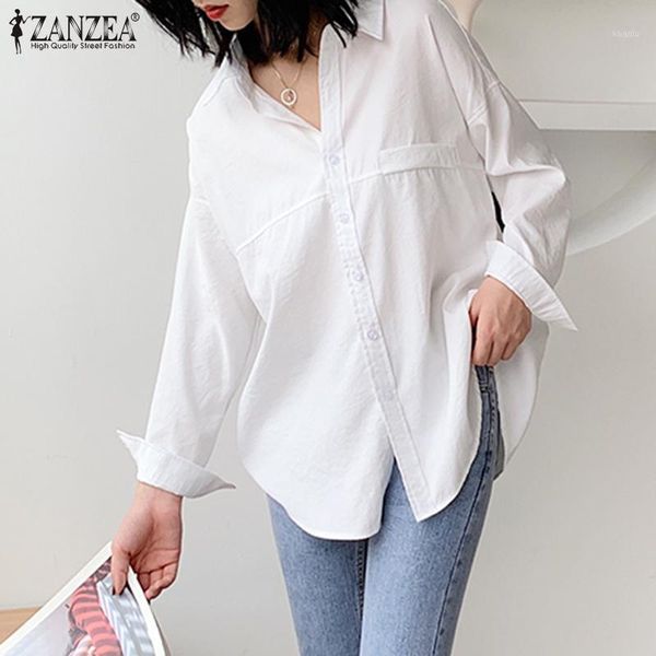 women's blouses & shirts womens korean fashion blouse female long sleeve button shirt casual loose lapel blusa zanzea 2021 spring basic, White
women's blouses & shirts womens korean fashion blouse female long sleeve button shirt casual loose lapel blusa zanzea 2021 spring basic, White