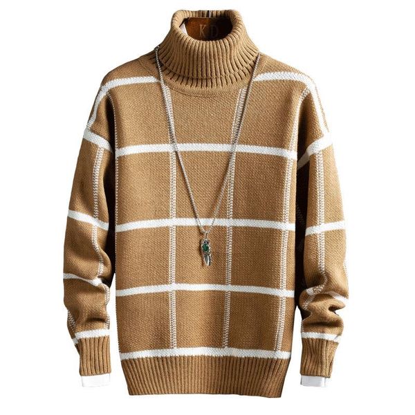 men's sweaters duckwaver turtleneck pullover knit sweater plaid leisure jacquard thickening keep warm base, White;black
men's sweaters duckwaver turtleneck pullover knit sweater plaid leisure jacquard thickening keep warm base, White;black