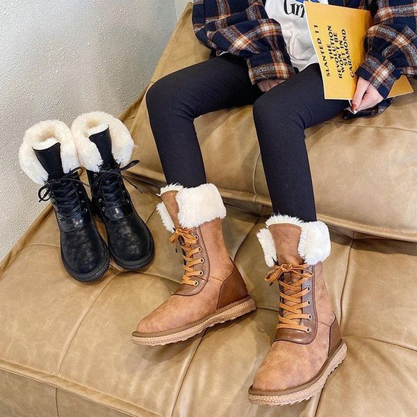 boots 2021 women flock winter keep warm quality mid-calf snow ladies lace-up comfort waterproof booties chaussures femme, Black
boots 2021 women flock winter keep warm quality mid-calf snow ladies lace-up comfort waterproof booties chaussures femme, Black
