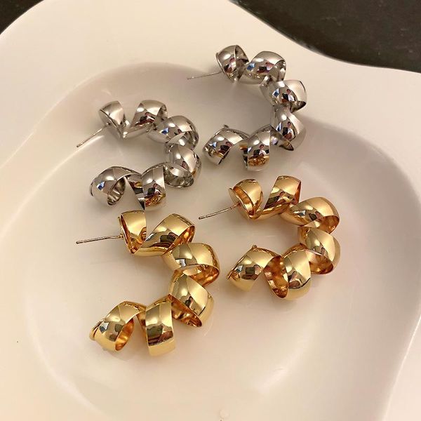 hoop & huggie europe and america statement twisted metal c shape earrings for women fashion jewelry brincos, Golden;silver
hoop & huggie europe and america statement twisted metal c shape earrings for women fashion jewelry brincos, Golden;silver