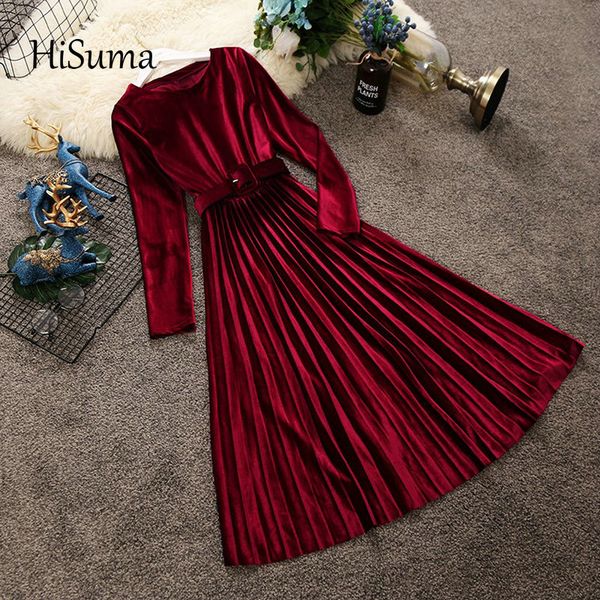 2021 spring autumn new women chic long sleeve waist velvet dress female o-neck vintage elegant pleated dresses, Black;gray
2021 spring autumn new women chic long sleeve waist velvet dress female o-neck vintage elegant pleated dresses, Black;gray