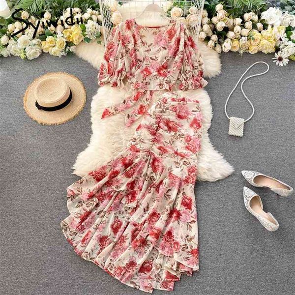 2 piece chiffon skirts set women summer beach print puff sleeve lace up short blouses irregular midi mermaid skirt 210607, White
2 piece chiffon skirts set women summer beach print puff sleeve lace up short blouses irregular midi mermaid skirt 210607, White