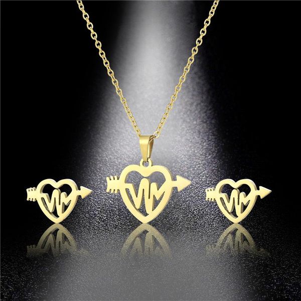 small arrow stainless steel family love heart heartbeat ecg pendant chain necklace jewelry women mother wedding gift necklaces, Silver
small arrow stainless steel family love heart heartbeat ecg pendant chain necklace jewelry women mother wedding gift necklaces, Silver