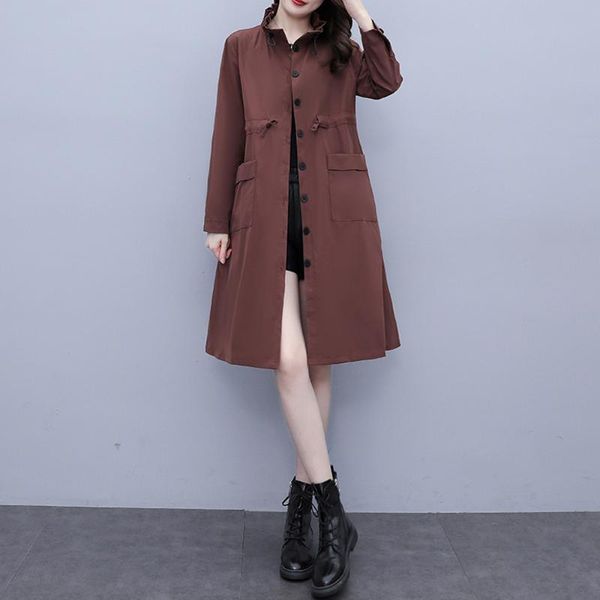 women's trench coats fashion chic women coat casual plus size long outerwear simple classic loose autumn windbreaker femme, Tan;black
women's trench coats fashion chic women coat casual plus size long outerwear simple classic loose autumn windbreaker femme, Tan;black