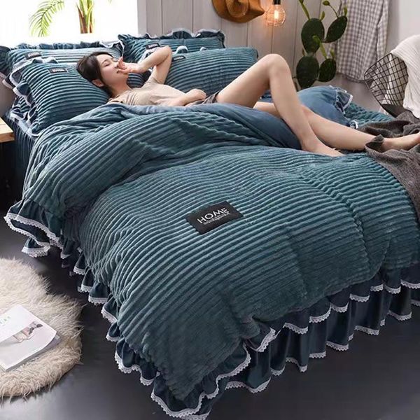 bedding sets winter thickened double-sided french fleece 4pc warm crystal duvet cover bed skirt pillowcase set home textiles
bedding sets winter thickened double-sided french fleece 4pc warm crystal duvet cover bed skirt pillowcase set home textiles