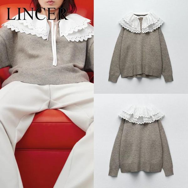 women's sweaters lace patchwork women knitted sweaterpull femme o neck white blue, White;black
women's sweaters lace patchwork women knitted sweaterpull femme o neck white blue, White;black