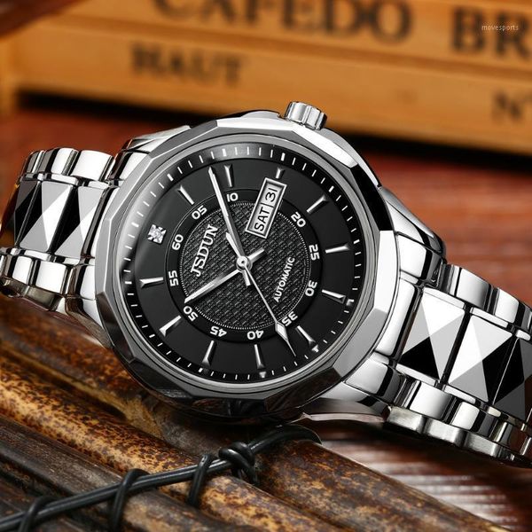 men's automatic mechanical wristwatch luxury business casual style with tungsten steel watchband luminous hands brand male clock wristw, Slivery;brown
men's automatic mechanical wristwatch luxury business casual style with tungsten steel watchband luminous hands brand male clock wristw, Slivery;brown