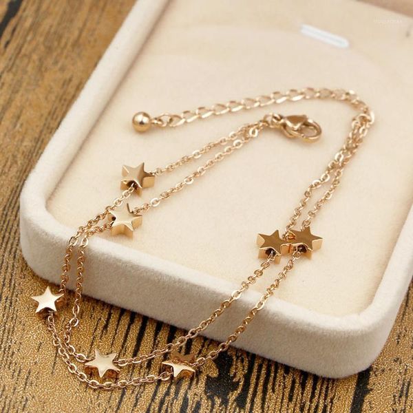highly polished beautiful double-layered chain and star anklet titanium steel jewelry woman child gift1, Red;blue
highly polished beautiful double-layered chain and star anklet titanium steel jewelry woman child gift1, Red;blue