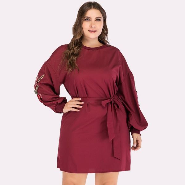 casual dresses 2021 autumn plus size embroidered dress long sleeve office sashes female elegant large big flower xl-3xl, Black;gray
casual dresses 2021 autumn plus size embroidered dress long sleeve office sashes female elegant large big flower xl-3xl, Black;gray