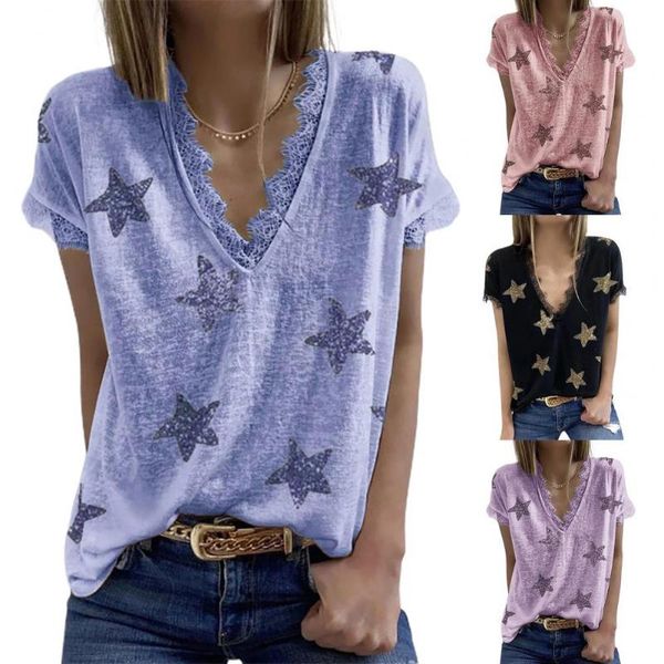 women's t-shirt summer five-pointed star print short sleeve blouse shirt lady vintage o-neck pullover blusa bohemian casual loose cloth, White
women's t-shirt summer five-pointed star print short sleeve blouse shirt lady vintage o-neck pullover blusa bohemian casual loose cloth, White