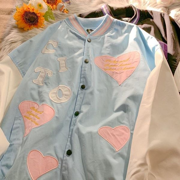 women's jackets love embroidery punk jacket female autumn long-sleeved vintage casual korean sweet oversized outerwear harajuku streetw, Black;brown
women's jackets love embroidery punk jacket female autumn long-sleeved vintage casual korean sweet oversized outerwear harajuku streetw, Black;brown