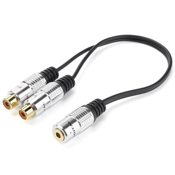 3.5mm (1/8 inch) stereo jack female to 2 dual rca audio splitter y adapter cable for connector av audio/video cables & connectors 
3.5mm (1/8 inch) stereo jack female to 2 dual rca audio splitter y adapter cable for connector av audio/video cables & connectors