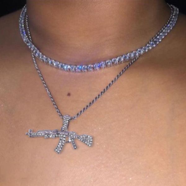chains fashion ak gun crystal tennis chain necklaces for women punk rock shiny metal pendant necklace party brithday jewelry gift, Silver
chains fashion ak gun crystal tennis chain necklaces for women punk rock shiny metal pendant necklace party brithday jewelry gift, Silver