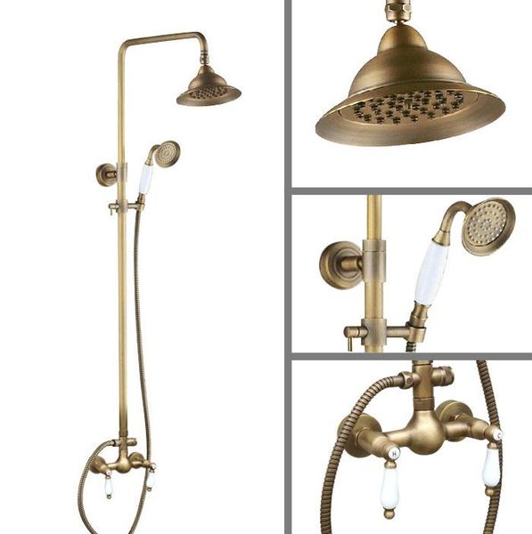 bathroom dual ceramics handles antique brass wall mounted round shower head rain & hand faucet mixer tap set aan120 sets
bathroom dual ceramics handles antique brass wall mounted round shower head rain & hand faucet mixer tap set aan120 sets