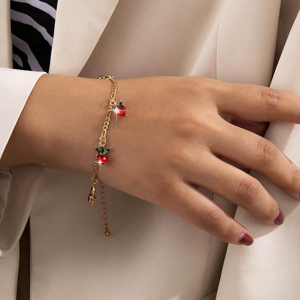 charm bracelets simple vintage cute crystal fruit cherry grape strawberry charms bracelet for women temperament geometric jewelry gift, Golden;silver
charm bracelets simple vintage cute crystal fruit cherry grape strawberry charms bracelet for women temperament geometric jewelry gift, Golden;silver
