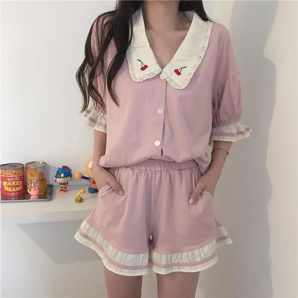 pajamas sweet cherry embroidery two women sleepwear piece suit summer short panst suits minimalist loose, Black;red
pajamas sweet cherry embroidery two women sleepwear piece suit summer short panst suits minimalist loose, Black;red