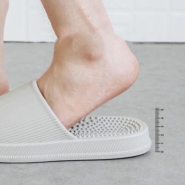 slippers massage women slipper man indoor bathroom non-slip shoes summer slides eva thick sole waterfproof bath sandals, Black