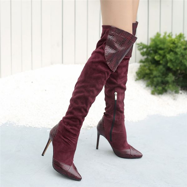 boots ymechic occident vintage wine red winter overknee high heels pointed toe flock botas over knee shoes plus size zzk8, Black
boots ymechic occident vintage wine red winter overknee high heels pointed toe flock botas over knee shoes plus size zzk8, Black