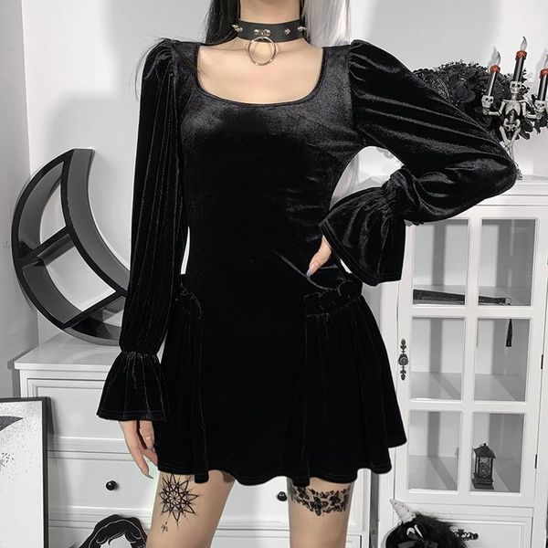 casual dresses e-girl mall goth fairycore velvet dress gothic black vintage sqaure collar puff sleeve lolita mini women autumn clothes, Black;gray
casual dresses e-girl mall goth fairycore velvet dress gothic black vintage sqaure collar puff sleeve lolita mini women autumn clothes, Black;gray