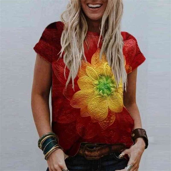 fashion women's summer round neck casual loose floral printed flower t shirt tie dye plus size short sleeve 210330, White
fashion women's summer round neck casual loose floral printed flower t shirt tie dye plus size short sleeve 210330, White