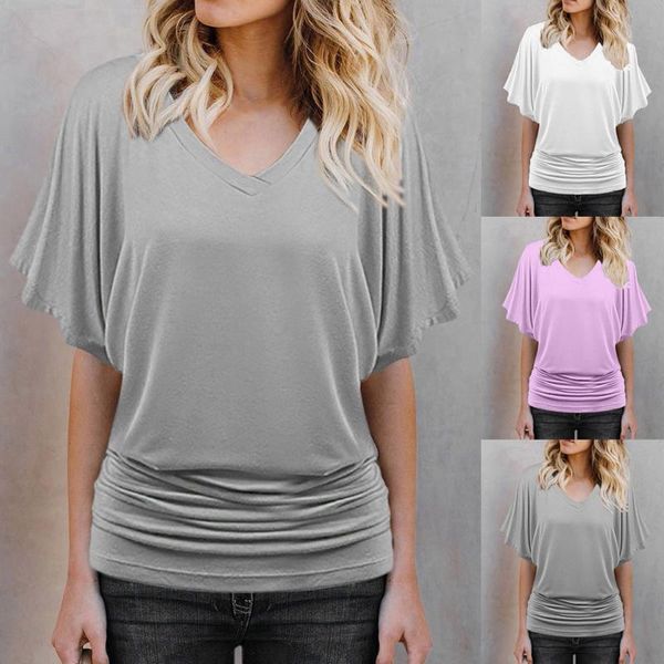 women's t-shirt summer t shirt women fashion solid v-neck batwing sleeve clothing oversized ladies camisetas de mujer, White
women's t-shirt summer t shirt women fashion solid v-neck batwing sleeve clothing oversized ladies camisetas de mujer, White