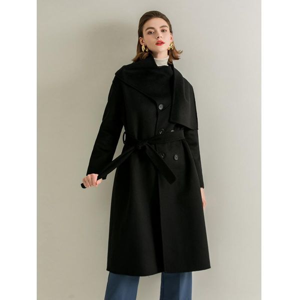 women's wool & blends autumn woolen coat women fashion classic cashmere elegant long ol jackets streetwear, Black
women's wool & blends autumn woolen coat women fashion classic cashmere elegant long ol jackets streetwear, Black