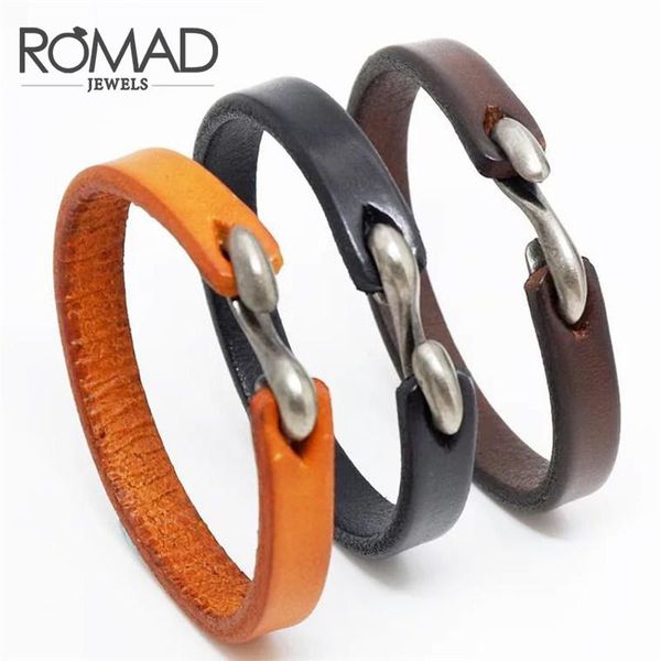 link, chain romad 2021 fashion retro s buckle genuine leather bracelet men vintage male jewelry for daily life r4, Black
link, chain romad 2021 fashion retro s buckle genuine leather bracelet men vintage male jewelry for daily life r4, Black