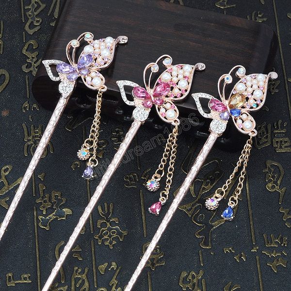 vintage chinese style hairpins women metal hair fork chopsticks hairpin butterfly jewelry hair clip wedding accessories, Golden;silver 
vintage chinese style hairpins women metal hair fork chopsticks hairpin butterfly jewelry hair clip wedding accessories, Golden;silver