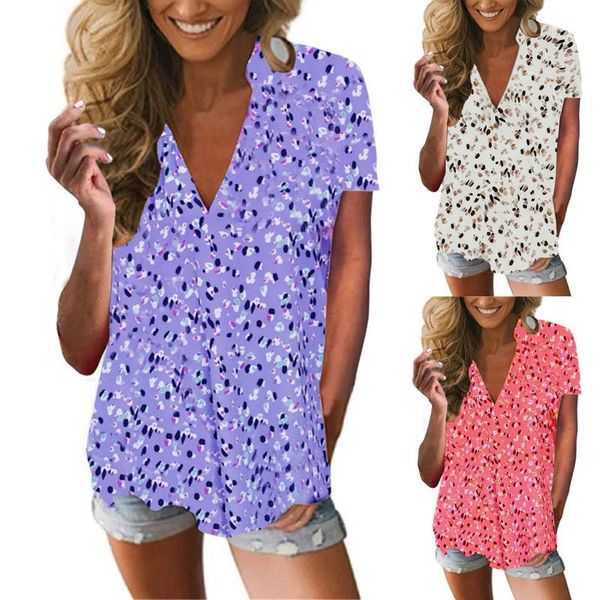 women's blouses & shirts womens prints v-neck short-sleeve summer casual loose blouse, White
women's blouses & shirts womens prints v-neck short-sleeve summer casual loose blouse, White