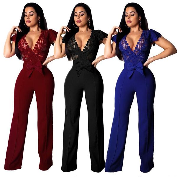women's jumpsuits & rompers elegant women v-neck lace bow front long pants party jumpuits one piece overalls, Black;white
women's jumpsuits & rompers elegant women v-neck lace bow front long pants party jumpuits one piece overalls, Black;white