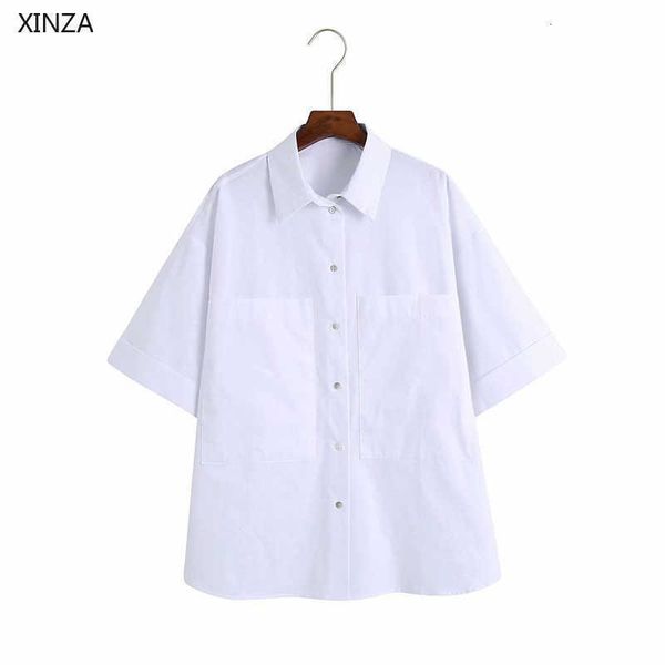 women's blouses & shirts oversized short sleeve summer shirt women white plus size loose woman chic button up patch pockets long
women's blouses & shirts oversized short sleeve summer shirt women white plus size loose woman chic button up patch pockets long