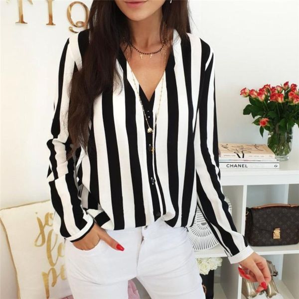 women striped blouse office ladies long sleeve shirt blouses fashion v-neck buttons shirts clothes women's &, White
women striped blouse office ladies long sleeve shirt blouses fashion v-neck buttons shirts clothes women's &, White