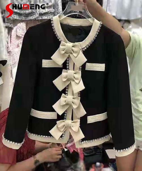 women's jackets women's graceful long sleeve bow small fragrance jacket 2021 autumn french women luxury rhinestone short suit femal, Black;brown
women's jackets women's graceful long sleeve bow small fragrance jacket 2021 autumn french women luxury rhinestone short suit femal, Black;brown