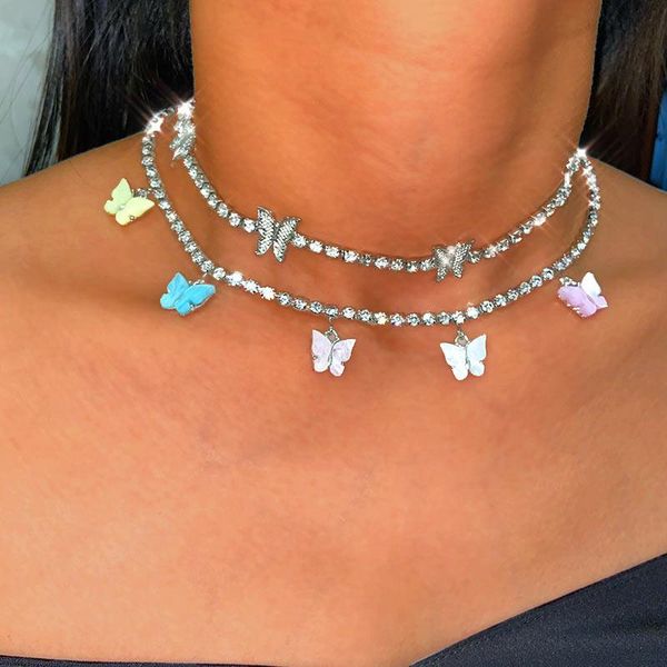 chains cute acrylic butterfly choker necklaces rhinestone chain gold silver color shiny clavicle korean wedding jewelry party
chains cute acrylic butterfly choker necklaces rhinestone chain gold silver color shiny clavicle korean wedding jewelry party