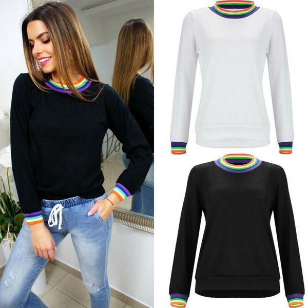 women's t-shirt 2021 women long sleeve t shirt rainbow printed crew neck casual tee, White
women's t-shirt 2021 women long sleeve t shirt rainbow printed crew neck casual tee, White