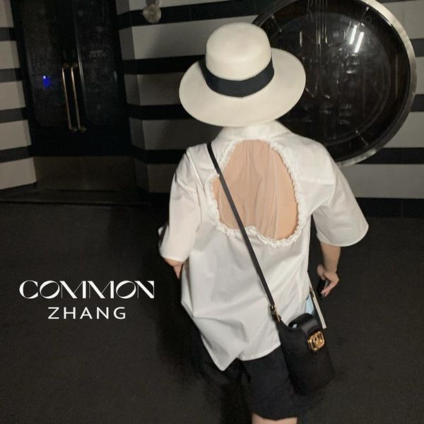 women's jackets 61170 design large open back mesh splicing short sleeve shirt summer 2021 temperament, Black;brown
women's jackets 61170 design large open back mesh splicing short sleeve shirt summer 2021 temperament, Black;brown