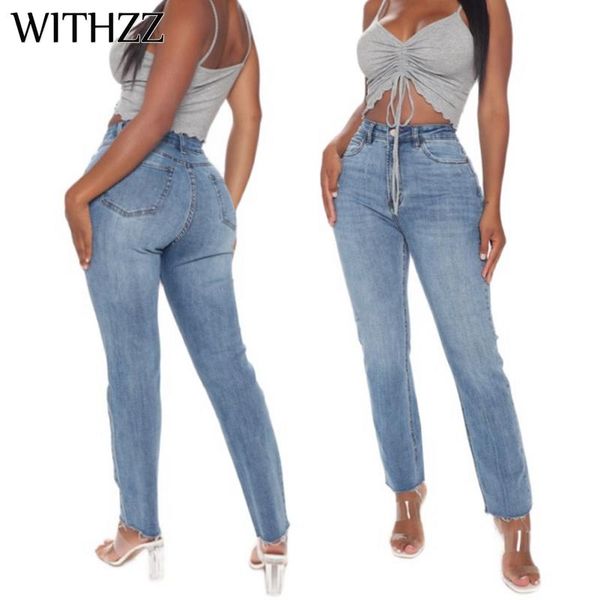 women's fashion denim trousers high waist stretch slim straight jeans, Blue 
women's fashion denim trousers high waist stretch slim straight jeans, Blue