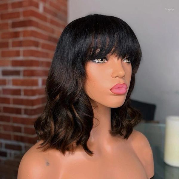 remy highlight body wave human hair wigs with bangs 180density short bob fringe silk full lace for black women1, Black;brown
remy highlight body wave human hair wigs with bangs 180density short bob fringe silk full lace for black women1, Black;brown
