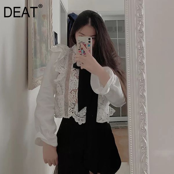 women white chiffon lace short ribbon blouse lapel long flare sleeve shirt fashion tide spring summer 2f0280 210421
women white chiffon lace short ribbon blouse lapel long flare sleeve shirt fashion tide spring summer 2f0280 210421
