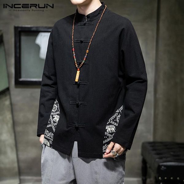 men's casual shirts chinese style men shirt print patchwork cotton long sleeve elegant tang suit stand collar vintage brand incerun, White;black
men's casual shirts chinese style men shirt print patchwork cotton long sleeve elegant tang suit stand collar vintage brand incerun, White;black