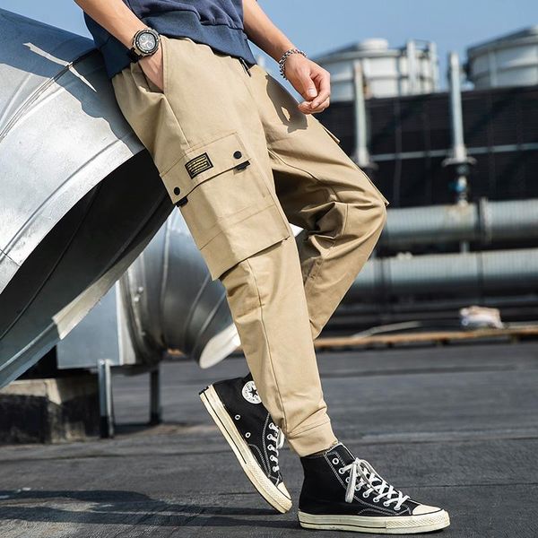 men's pants 2021 spring autumn casual cargo men cotton solid drawstring pockets korean fashion loose fit ankle length 5xl, Black
men's pants 2021 spring autumn casual cargo men cotton solid drawstring pockets korean fashion loose fit ankle length 5xl, Black